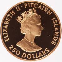 () Монета Остров Питкерн 1988 год 250  ""   Биметалл (Платина - Золото)  UNC